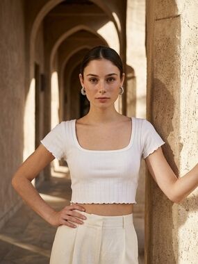 Offline by aerie White Ribbed Square-Neck Crop Top